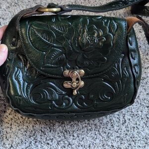 Patricia Nash Dark Green Embossed Shoulder Bag